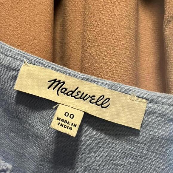 Madewell Sweetheart Sleeveless Dress in Linen-Cotton Blend in Powder Blue - Picture 4 of 5